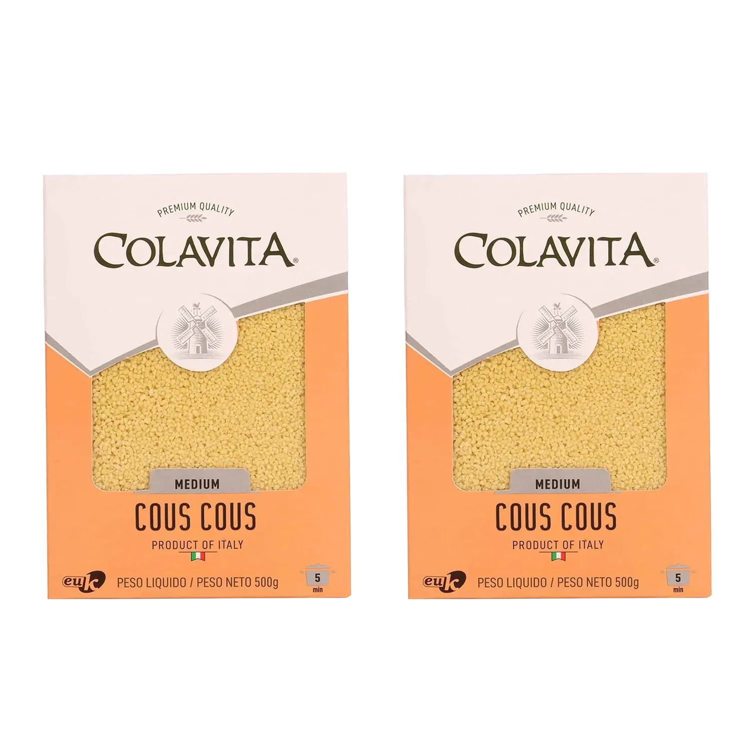 Colavita Cous Cous Medium Combo Deal | Premium Durum Wheat Semolina Couscous | Authentic Italian Quality | 500g x 2