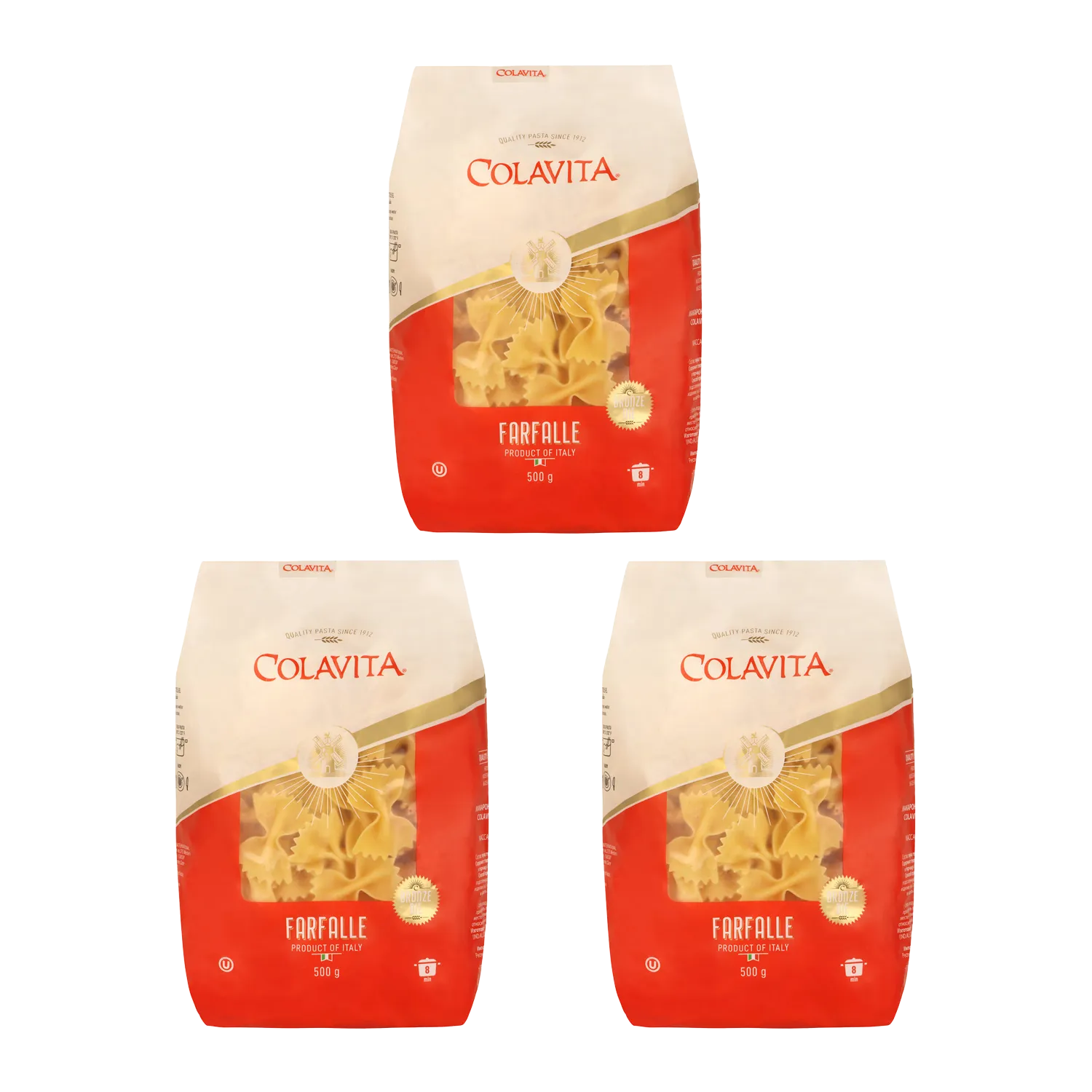 Colavita Combo Deal | Farfalle Pasta – Authentic Italian Bow-Tie Shape | 500 g Pack of 3