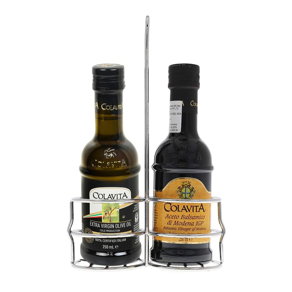 Colavita 250 ML Extra Virgin Olive Oil & Balsamic Vinegar Modena 250 ML with Table Cruet Set