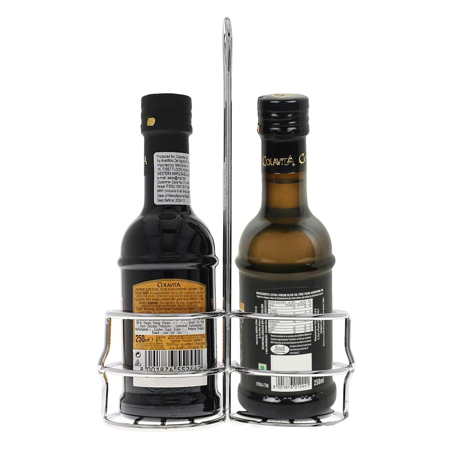 Colavita 250 ML Extra Virgin Olive Oil & Balsamic Vinegar Modena 250 ML with Table Cruet Set