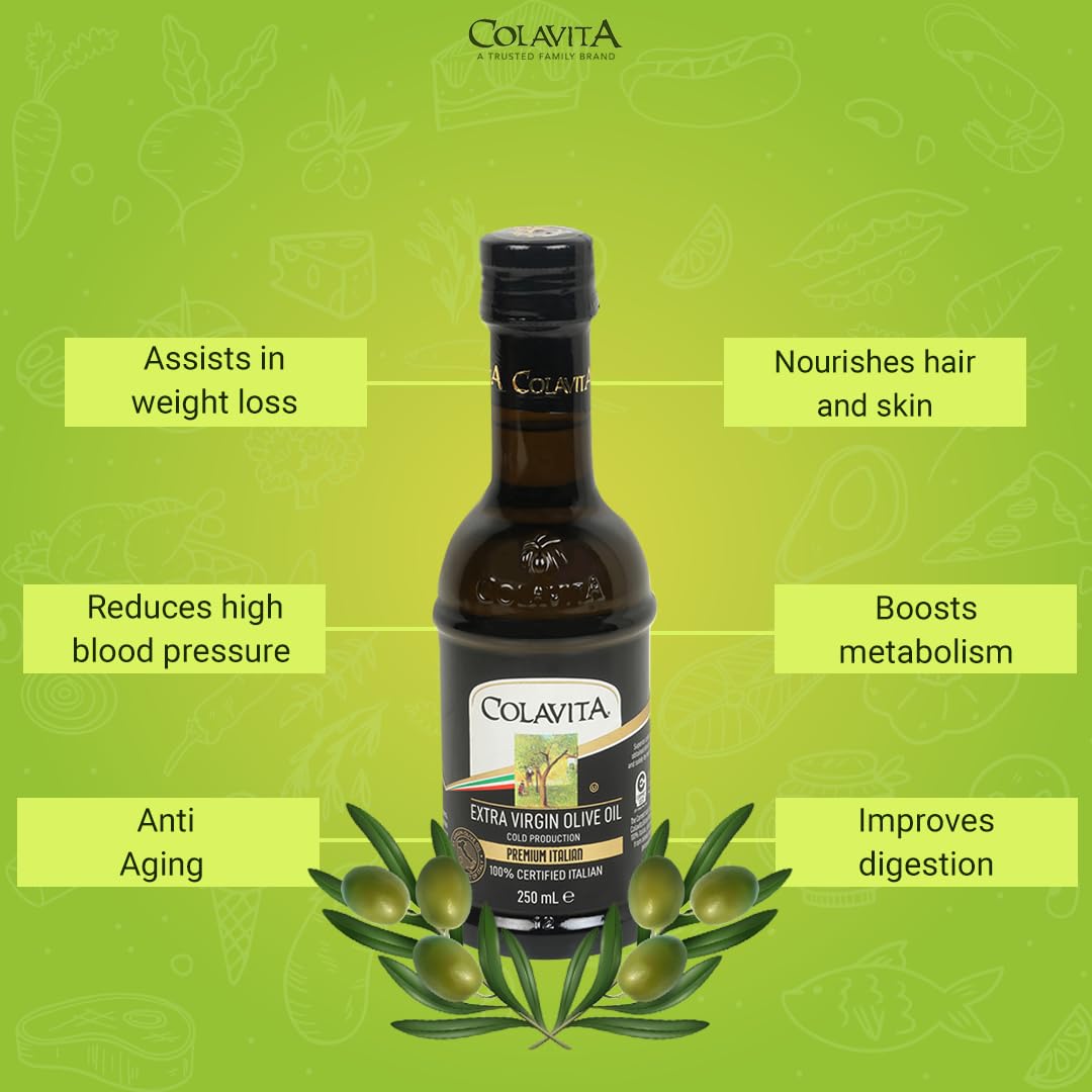 Colavita 250 ML Extra Virgin Olive Oil & Balsamic Vinegar Modena 250 ML with Table Cruet Set
