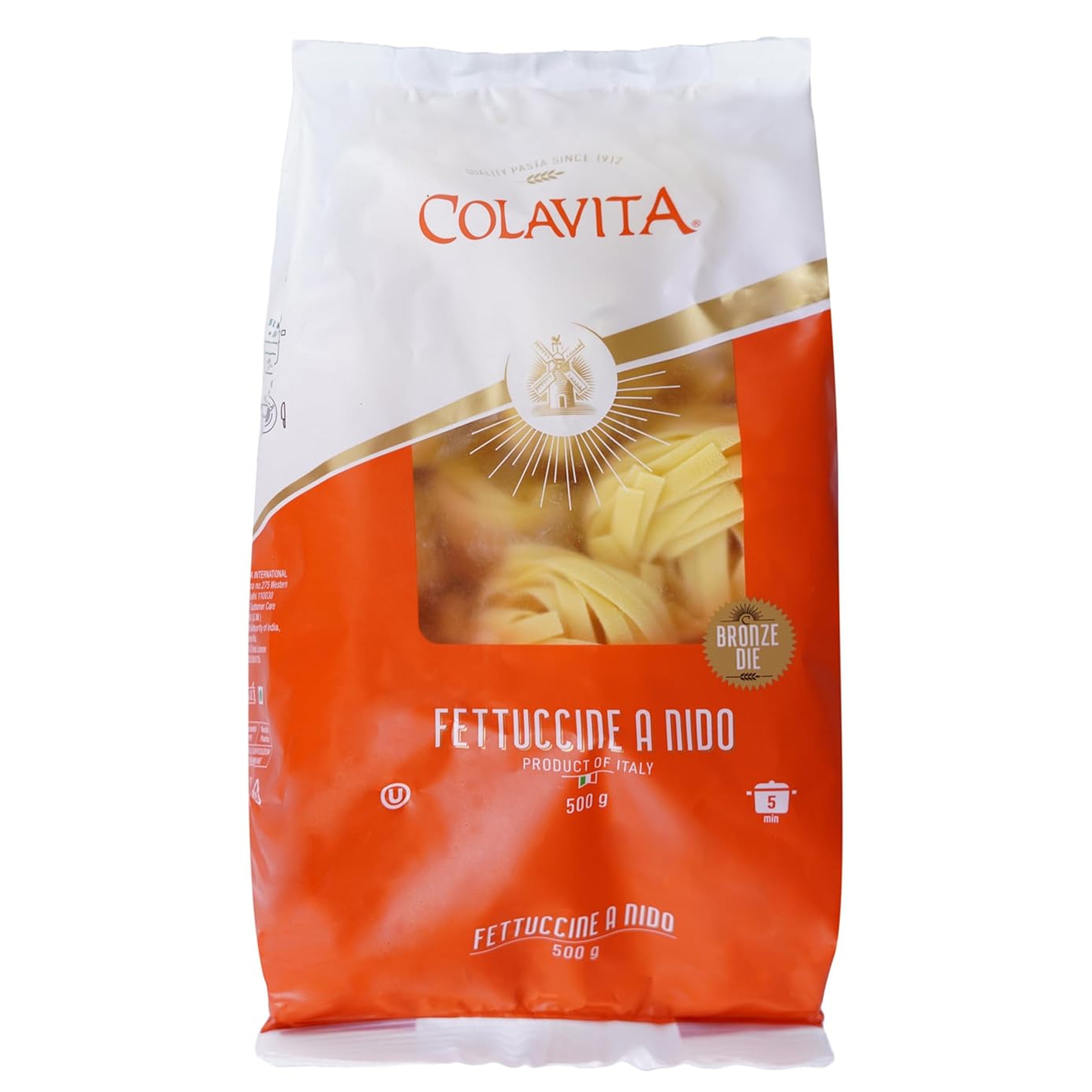 Colavita Fettuccine Pasta – Authentic Italian Durum Wheat Ribbon Shaped Pasta (500 g)