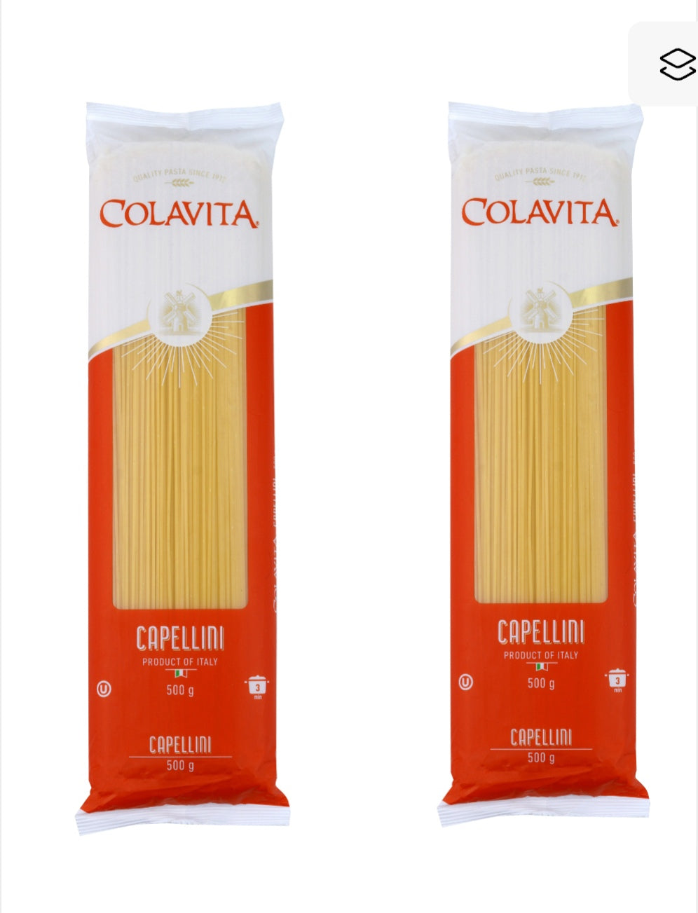 Colavita Capellini Durum Wheat Pasta 500g (Combo Pack of 2)