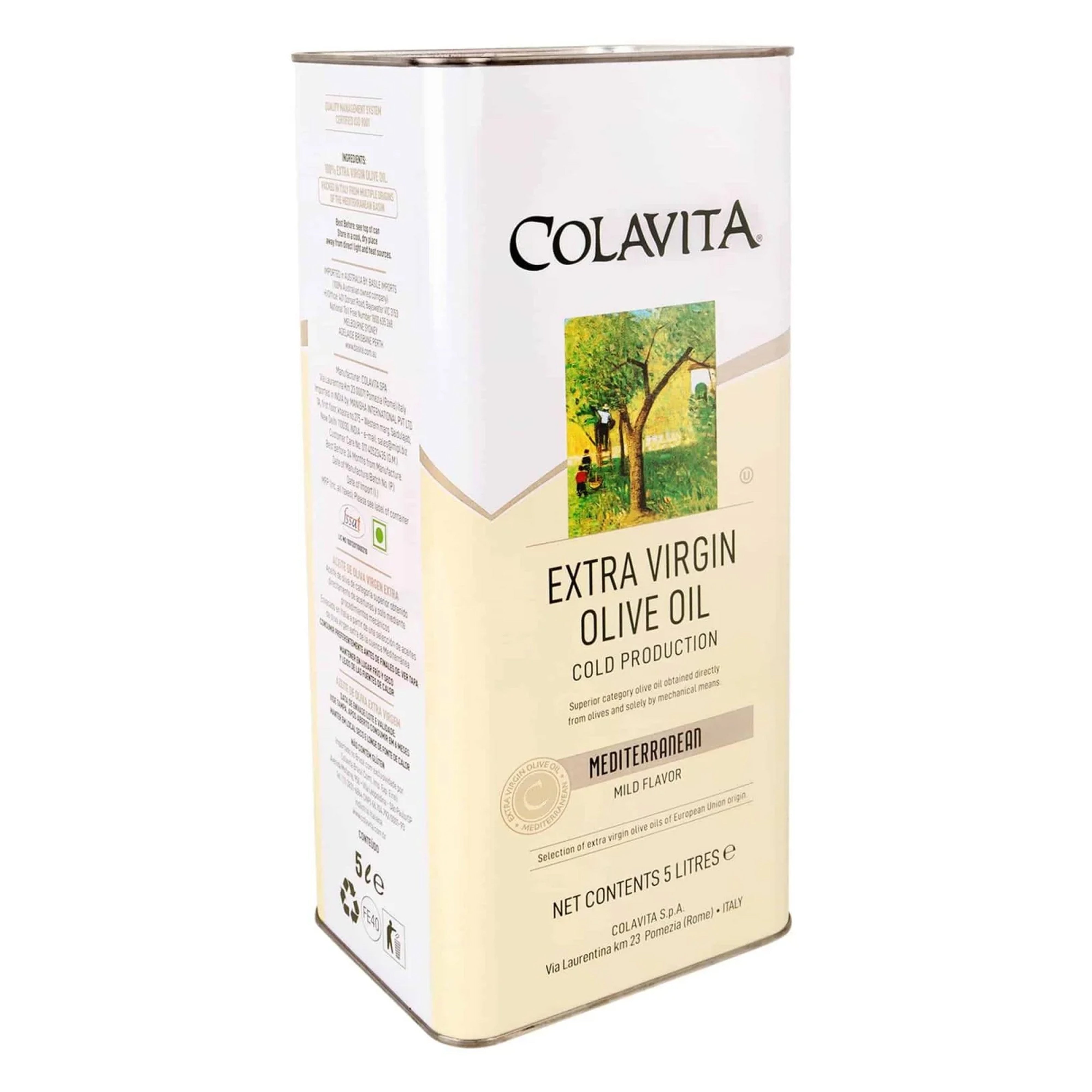 Colavita Mediterranean Extra Virgin Olive Oil – Certified for Flavor and Purity (5L)