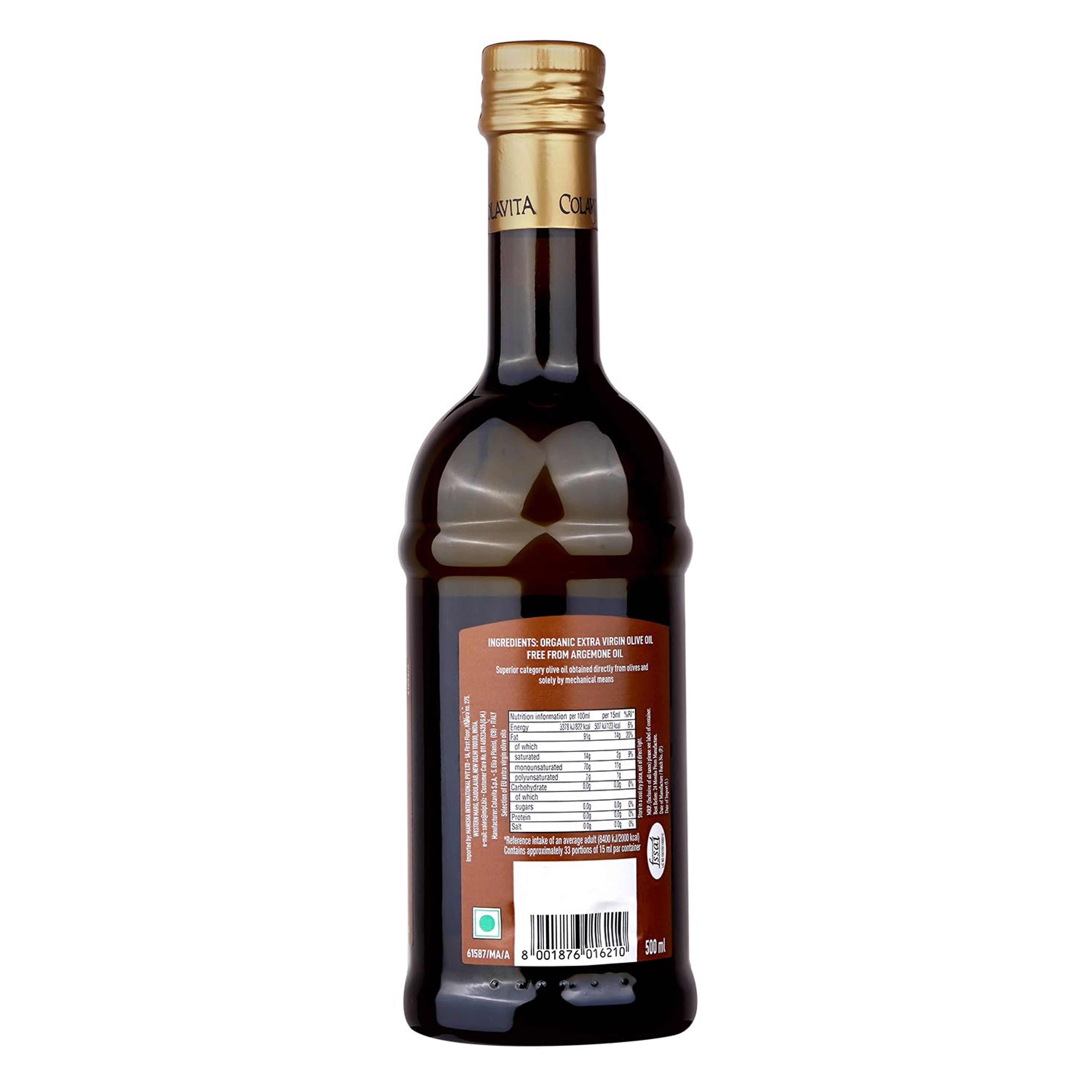 Colavita Organic Extra Virgin Olive Oil – Naturally Cultivated (500 ml)