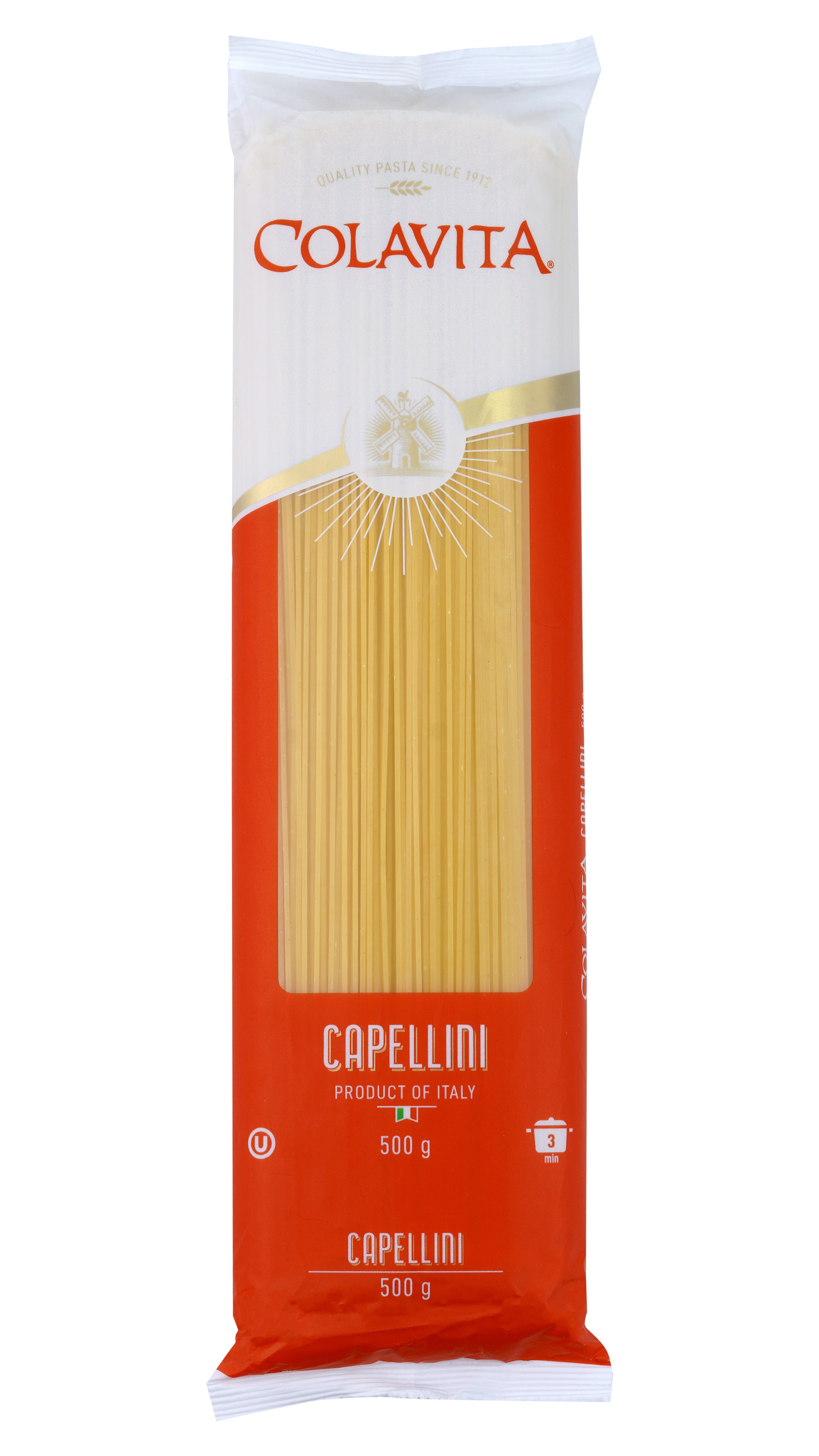 Colavita Capellini Durum Wheat Pasta 500g (Combo Pack of 2)