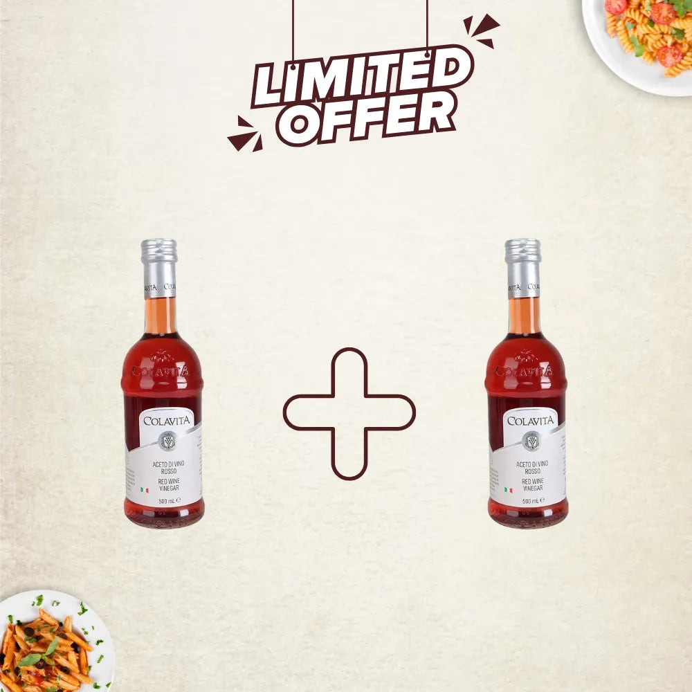 Colavita Combo Deal | Red Wine Vinegar – 100% Italian & Naturally Crafted (500 ml x 2)