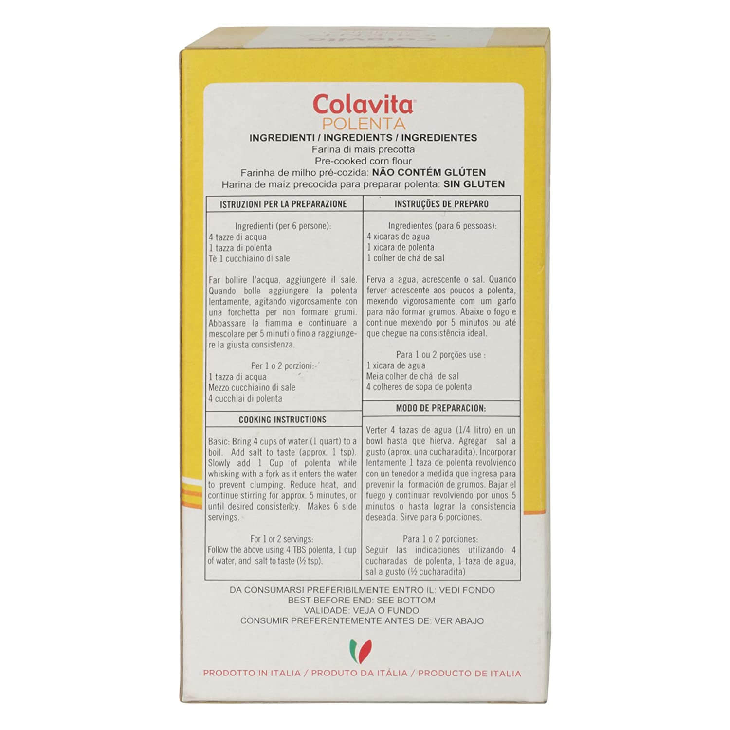 Colavita Polenta Instant Gluten Free Cornmeal 500G