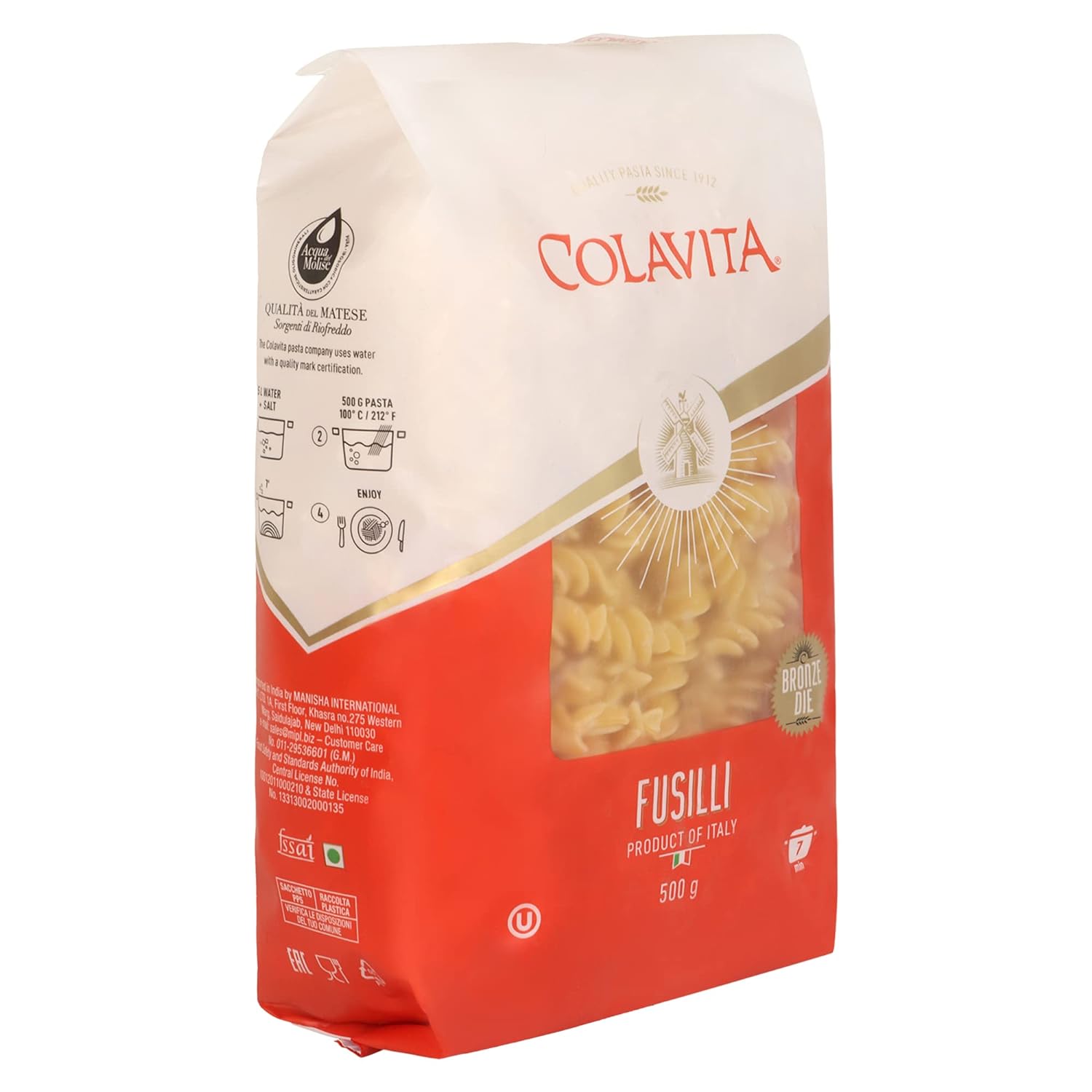 Colavita Fusilli Pasta 500g (Durum Wheat Pasta) Pack of 2