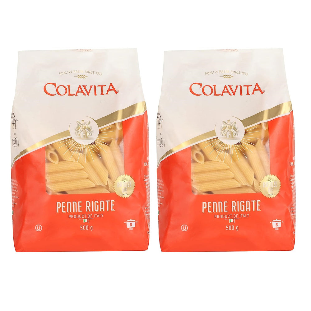 Colavita Penne Rigate Pasta 500g (Durum Wheat Pasta) Pack of 2