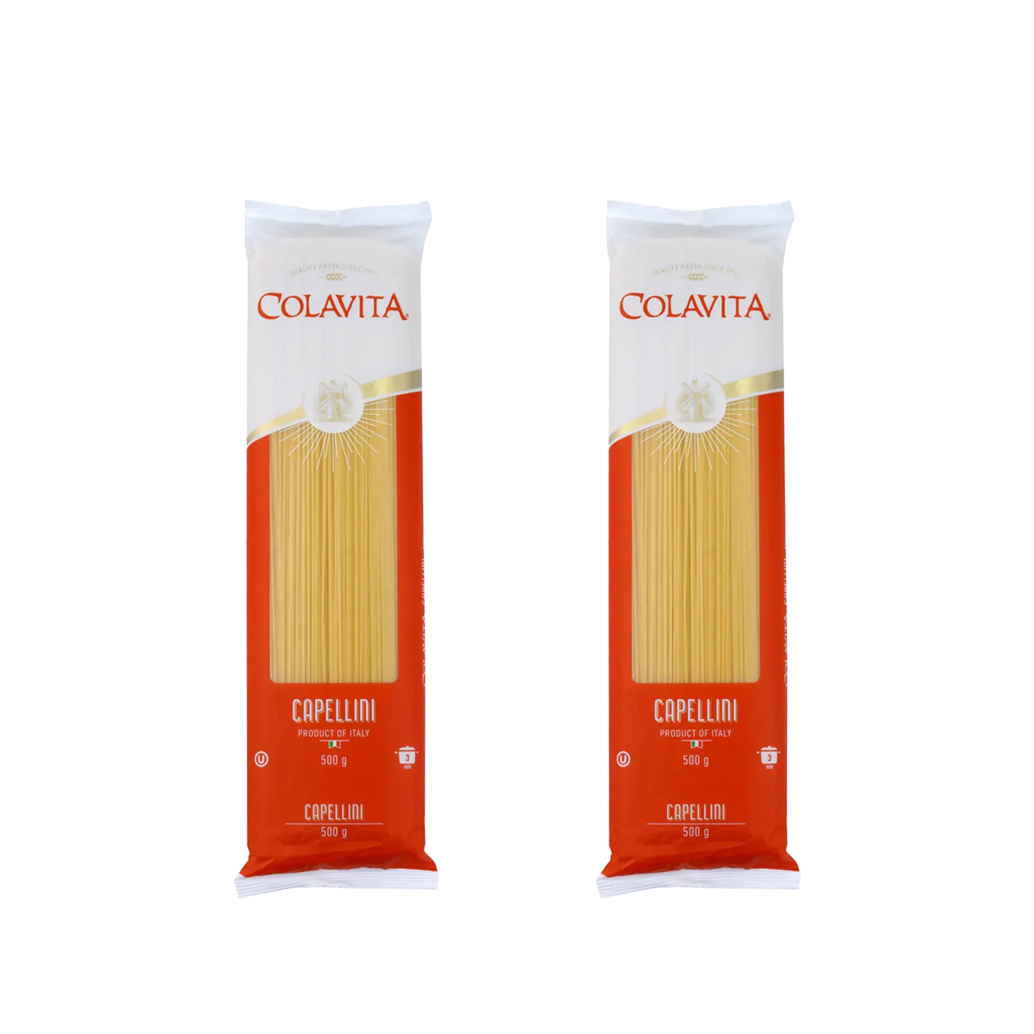 Colavita Capellini Durum Wheat Pasta 500g (Combo Pack of 2)