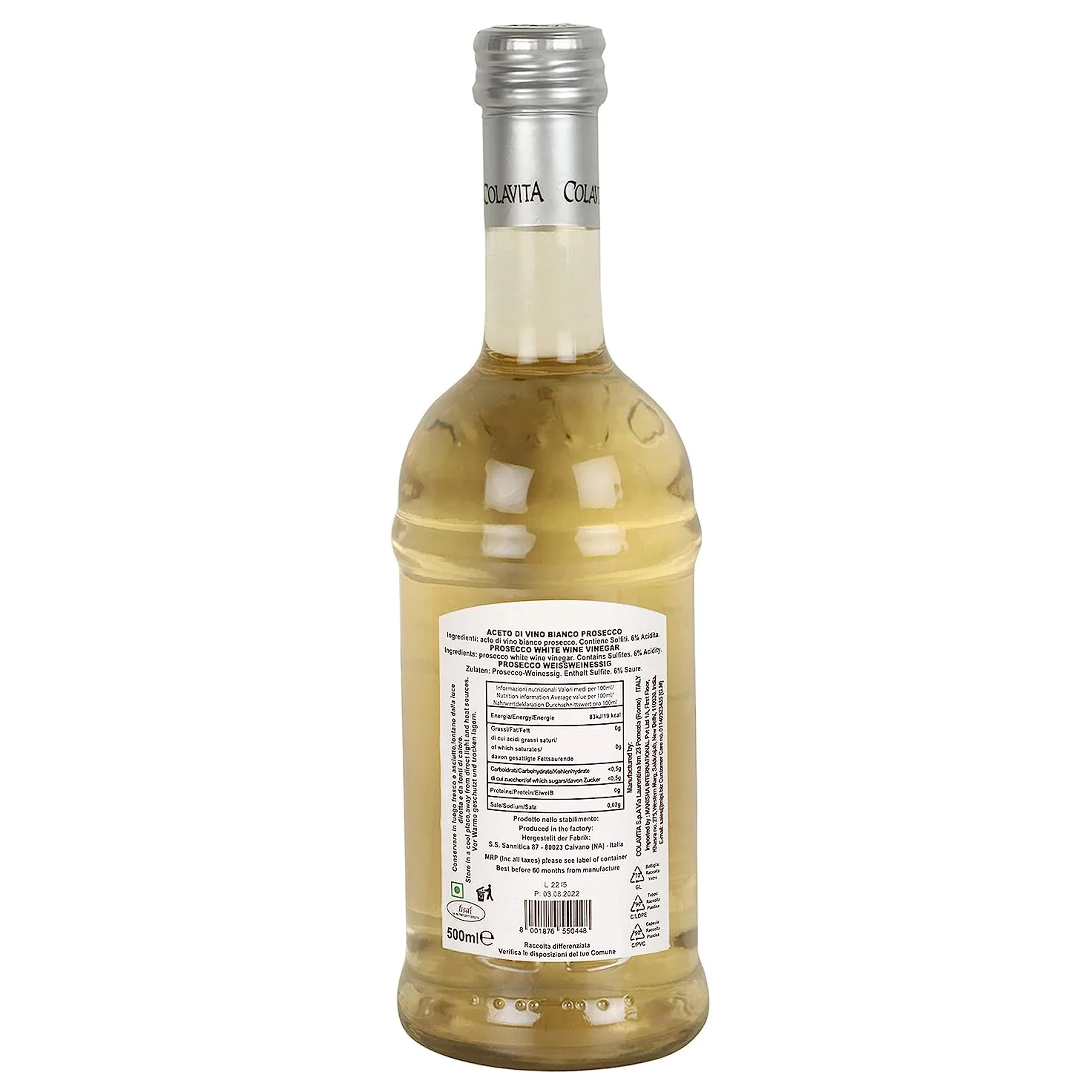 Colavita Prosecco White Wine Vinegar – Elegance in Every Drop (500 ml)