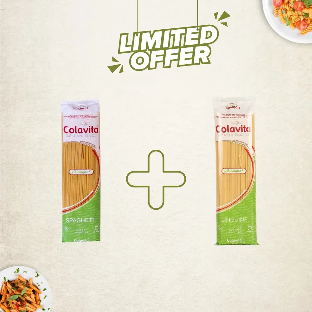 Colavita Combo Deal | Organic Linguine & Spaghetti (500 g) – Certified Organic & Vegetarian-Friendly