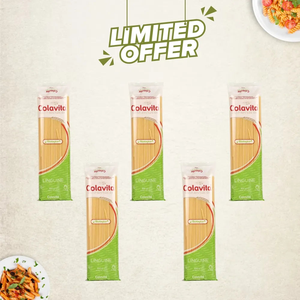Colavita Combo Deal | Organic Linguine – Made with 100% Organic Durum Wheat (500 x 5)