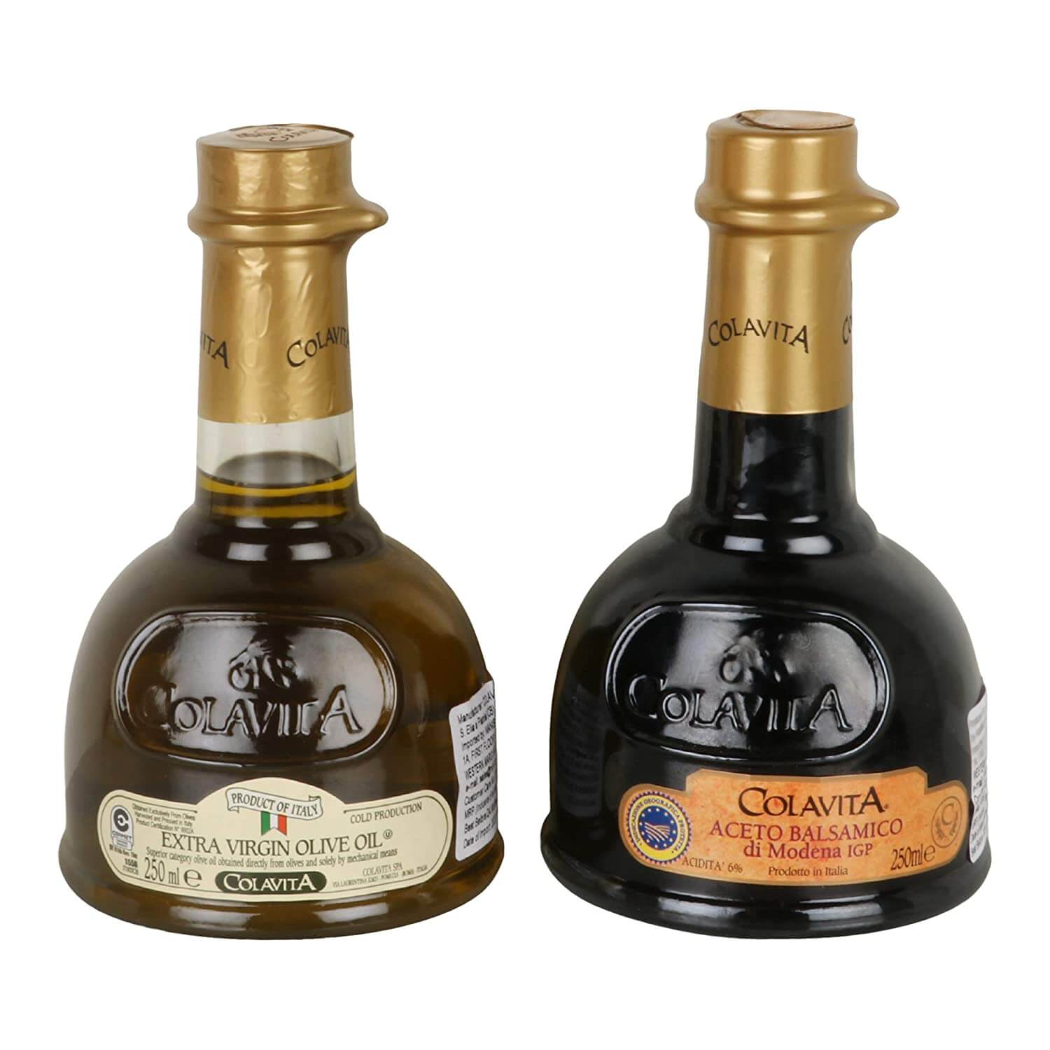 Colavita Extra Virgin Olive Oil & Balsamic Vinegar Premium Wooden Cruet Set