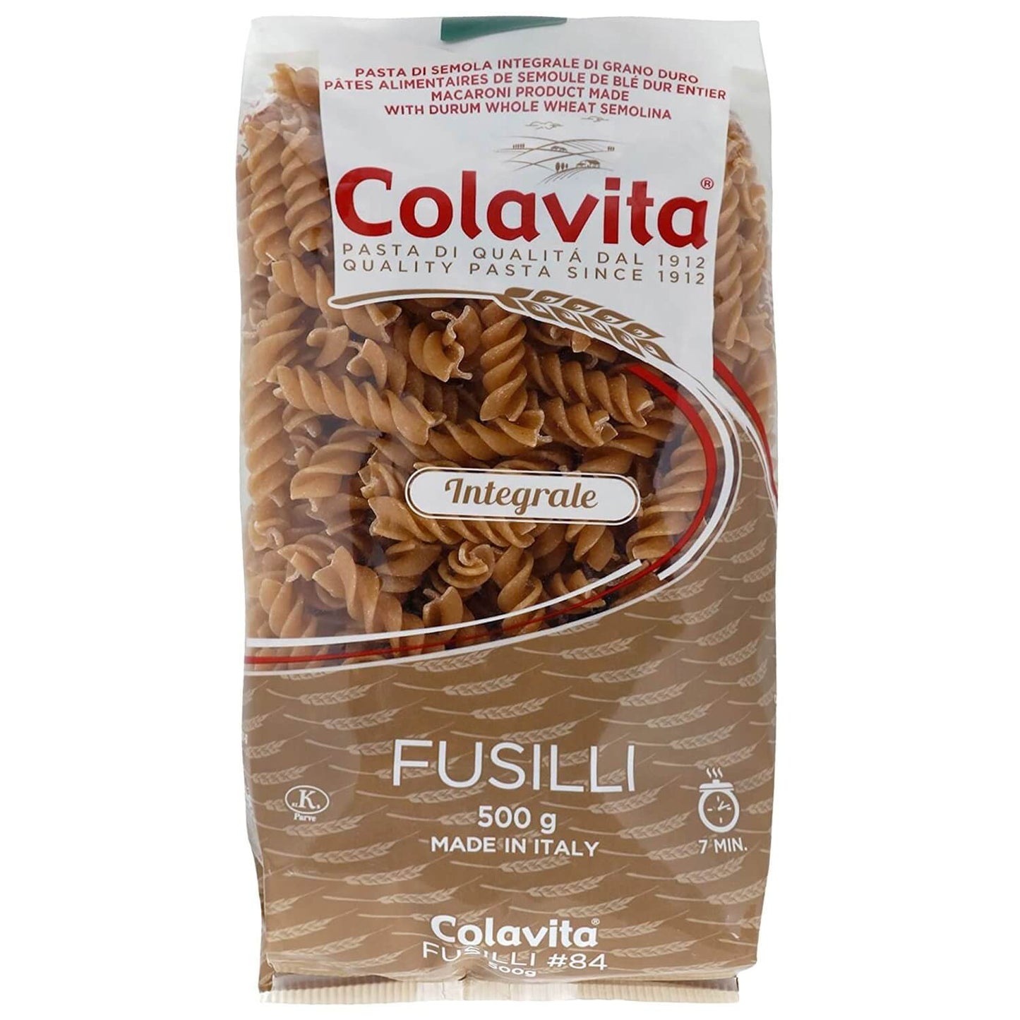 Colavita Fusilli Whole Wheat Pasta, 500 g
