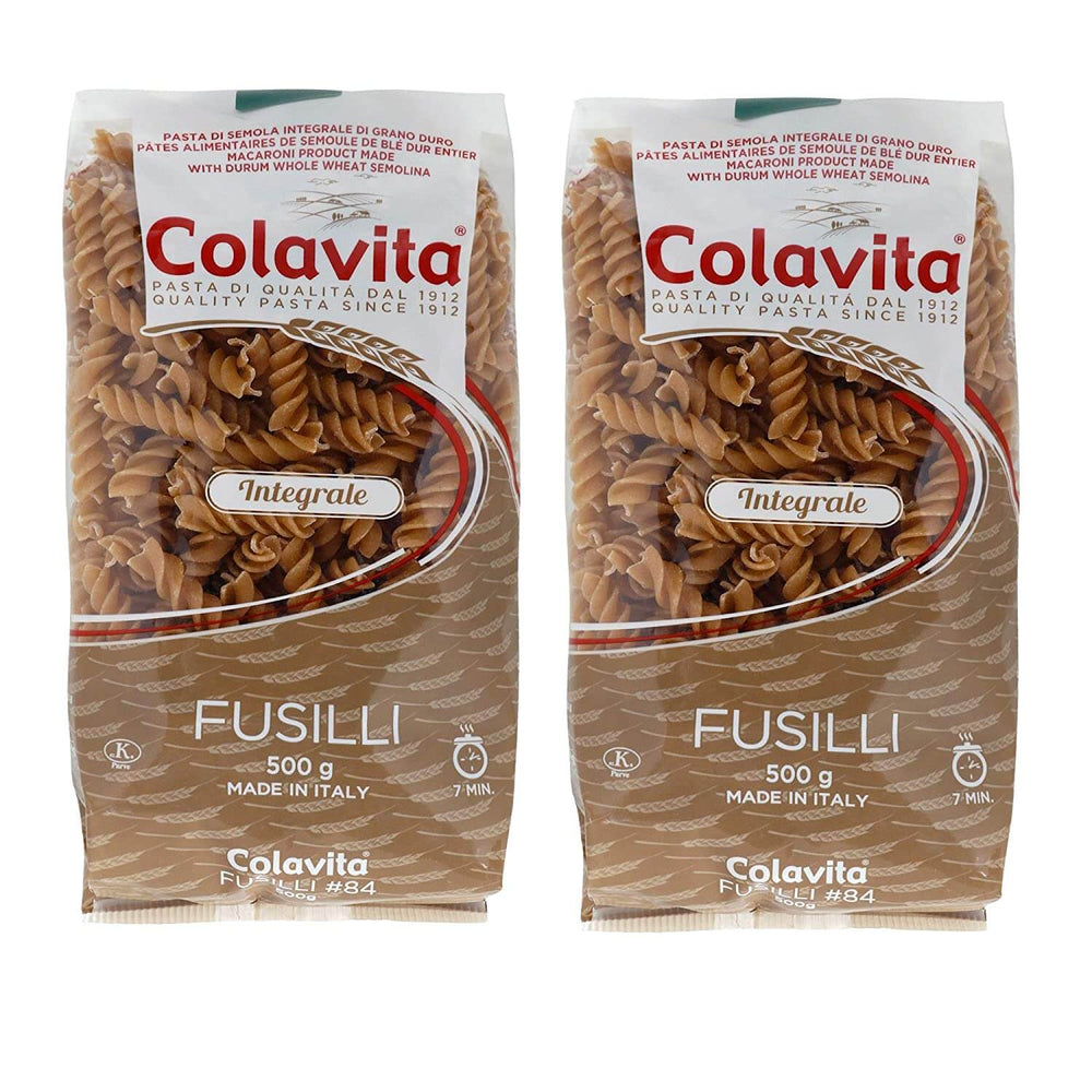 Colavita Fusilli Durum Whole Wheat Pasta, Pack of 2 (2 x 500 GMS)
