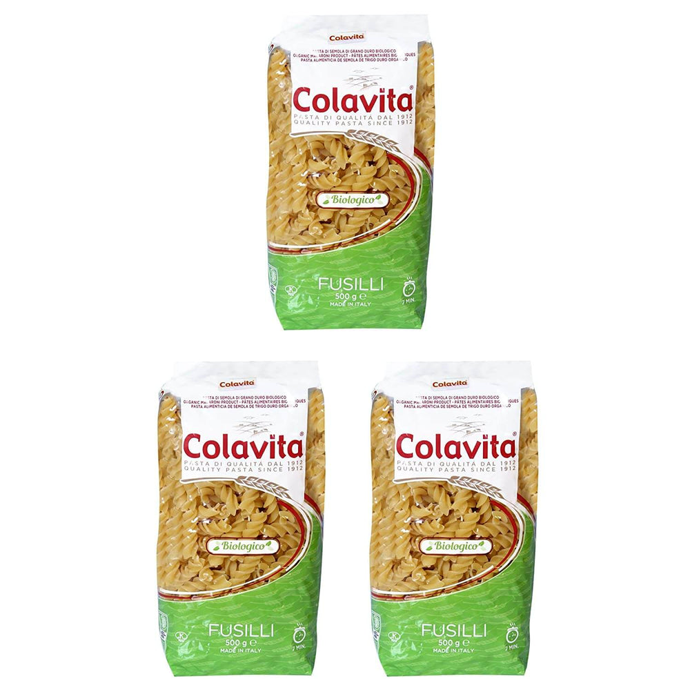 Colavita Fusilli Organic Durum Wheat Pasta 500 g (Combo Pack of 3)