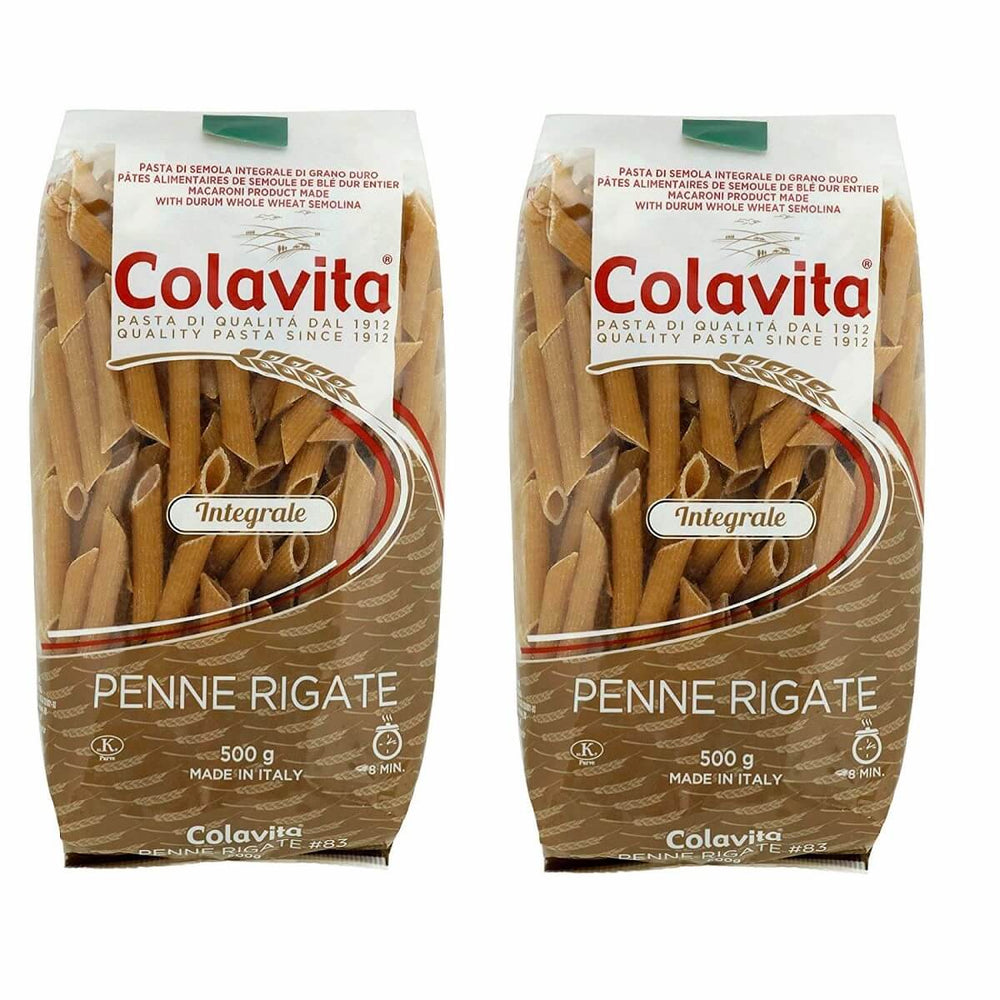 Colavita Penne Durum Whole Wheat Pasta, Pack of 2 (2 x 500 GMS)